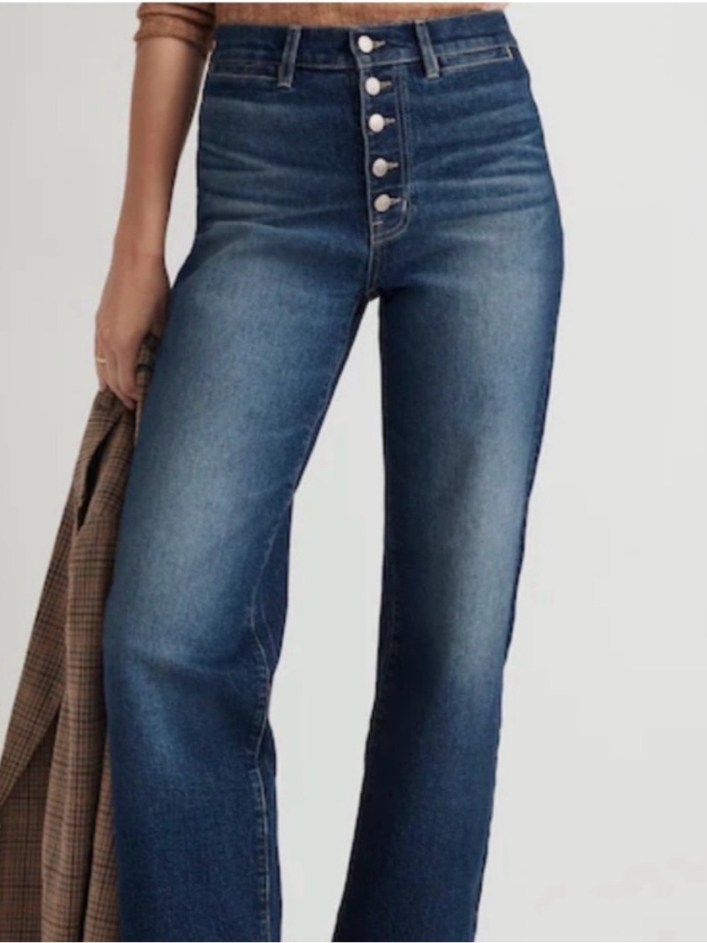 Madewell The Perfect Vintage Wide-Leg Jeans Raw Hem Button Fly Size 25